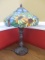 Metal Lamp with Stained Glass Sunflower Shade