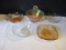 Vintage Glassware-Clear Depression Bowl, Ruffle Edge Clear Iris and Herringbone