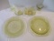 Yellow Depression Glass Plates, Tidbit Dishes and Sherbets