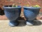 Pair of Blue Pottery Pedestal Planters