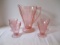 Cherry Blossom Pink Depression Glass Footed Pitcher and Tumbler Set