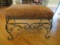 Wrought Metal Frame Foot Stool with Suede Look Padded Seat