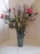 Glass Vase with Artificial Flowers and Sprigs