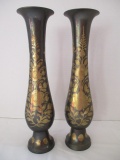 Pair of Solid Brass Vases