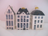 Three KLM Blue Delft's Bol Royal Distilleries Holland Houses