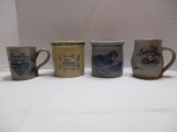 Rowe Pottery Mugs, Rowe Pottery Crock, and Win Schuler Restaurants Crock