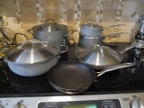 Six Calphalon Non-Stick Pots and Pans
