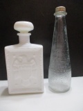 Milk Glass Americana #1 Decanter and Glass Bottle with Embossed Eagle