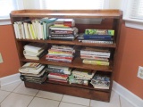 Wood Bookcase and Cookbooks