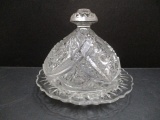 Early American Pattern Glass Round Butter Dish