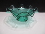 Green Glass Pedestal Bowl