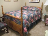 Full Size Maple Bed with Metal Frame