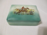 Vintage Porcelain Trinket Box with Fox Hunt Scene