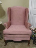Pink Upholstered Wingback Chair