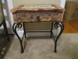 Wood One Drawer Table with Metal Legs
