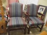 Pair of Striped Upholstery Armchairs by Morganton Chair Co.