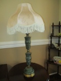 Turned Green Marble Lamp