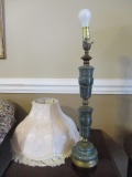 Turned Green Marble Lamp