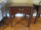 Mahogany Finish Solid Wood Side Table with Drawer