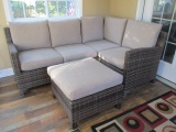 Faux Wicker Indoor/Outdoor Sectional with Ottoman