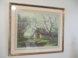 Framed and Matted Vintage Spring Time Farm Scene  Print