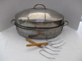 Cooks Tools Oval Roaster with Rack and Pair of Turkey Lifters