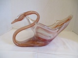 Orange and White  Stretched Art Glass Swan