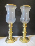 Pair of Brass Candle Holders with Shades
