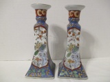 Pair of Asian Porcelain Candle Sticks