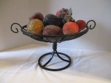 Black Wire Centerpiece Fruit Basket with Decorative Artificial Fruit
