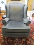 Fields Upholstery & Furniture Blue Velour Wing Back Chair