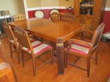 Antique Dining Table with Butterfly Leaf and Six Chairs