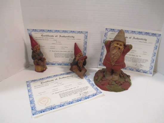 3 Thomas Clark Gnomes - "Johnny", "Teddy" and "Miles" with COAs