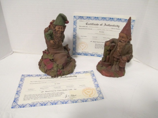 Two Thomas Clark Gnomes - Yule 1984 and Father Time 1984 with COAs