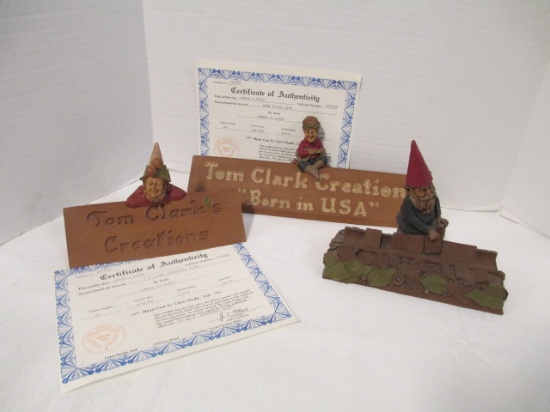 3 Thomas Clark Gnome Sculpture Signs Two with COAs