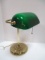 Green Glass Desk Light With Brass Base