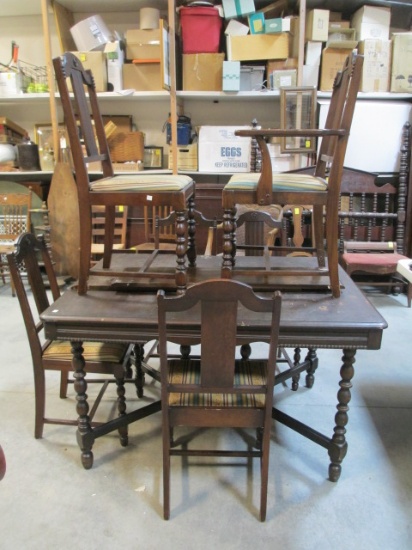 Vintage Dining Table And 6 Chairs