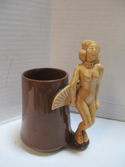 1951 Riddell Glazed Pottery Mug With Nude Asian Dancer