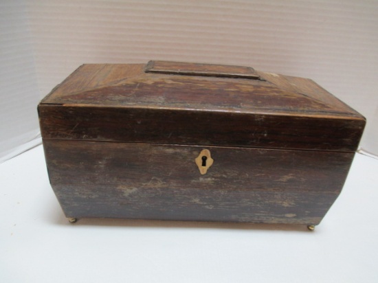 Antique Wooden Tea Chest With Hinged Lid