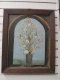 Framed Still-Life Floral In Arched Window