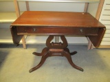 Drop-Leaf Harp Base Foyer Table With Drawer