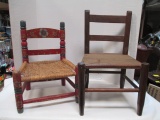 Wooden Child's/Doll Chairs.  One Hand-Painted
