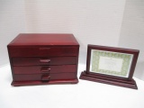 Three-Drawer Lift Top Jewelry Box And Wood Frame