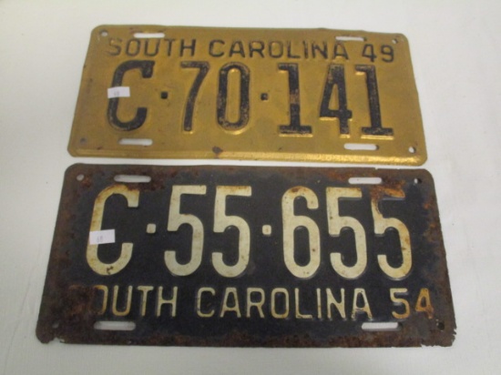 1949 and 1954 SC Embossed License Plates