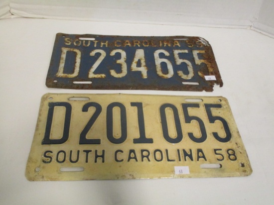1958 and 1959 SC Embossed License Plates