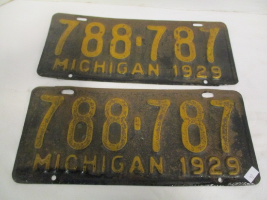 1929 Matching Set of Michigan Embossed License Plates