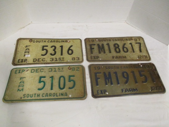 Four SC Farm Embossed License Plates