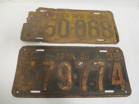 1934 and 1935 SC Embossed License Plates