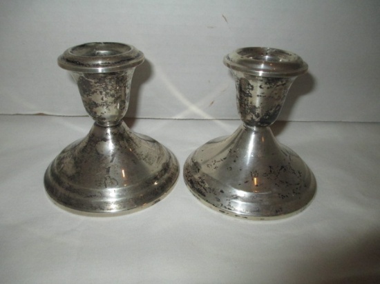 Pair of Weighted Sterling Candle sticks