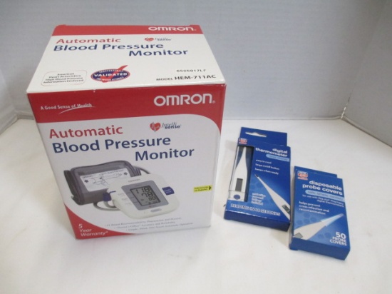 Omron Automatic Blood Pressure Monitor and Rite Aid Digital Thermometer
